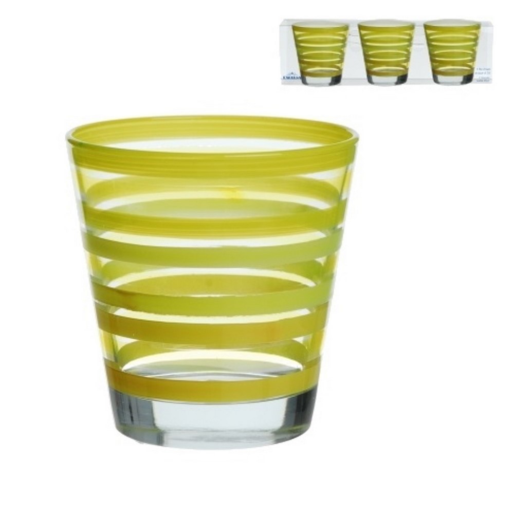Bicchiere acqua vetro RIGA giallo cl 25 set 3 pezzi